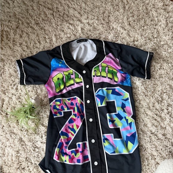 Bold Black color, pop, Bel-Air pop, art, vintage, and Multicolor Men's Jersey - Picture 2 of 4
